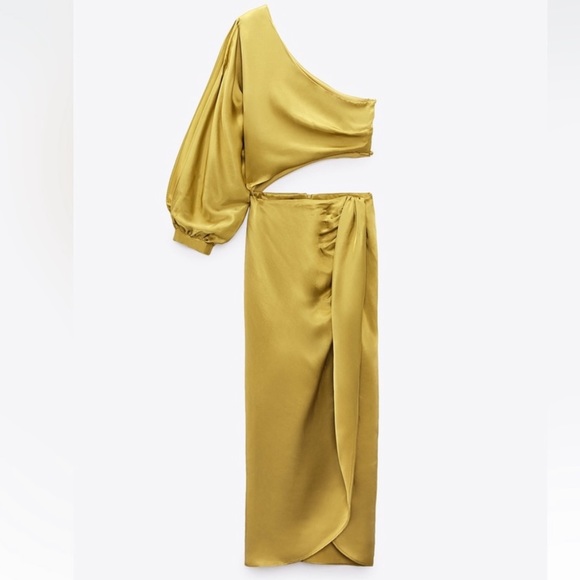 ZARA SATIN EFFECT ASYMMETRIC DRESS - Picture 8 of 13